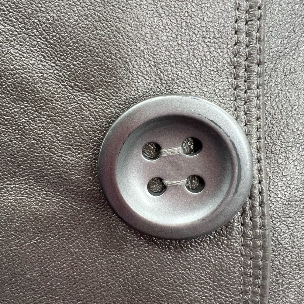 Nygard leather trim nylon silver gray large button pewter jacket 2X plus knight - Picture 4 of 10